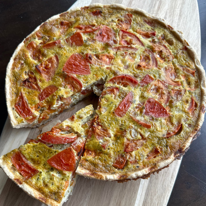 Tomattærte med pesto